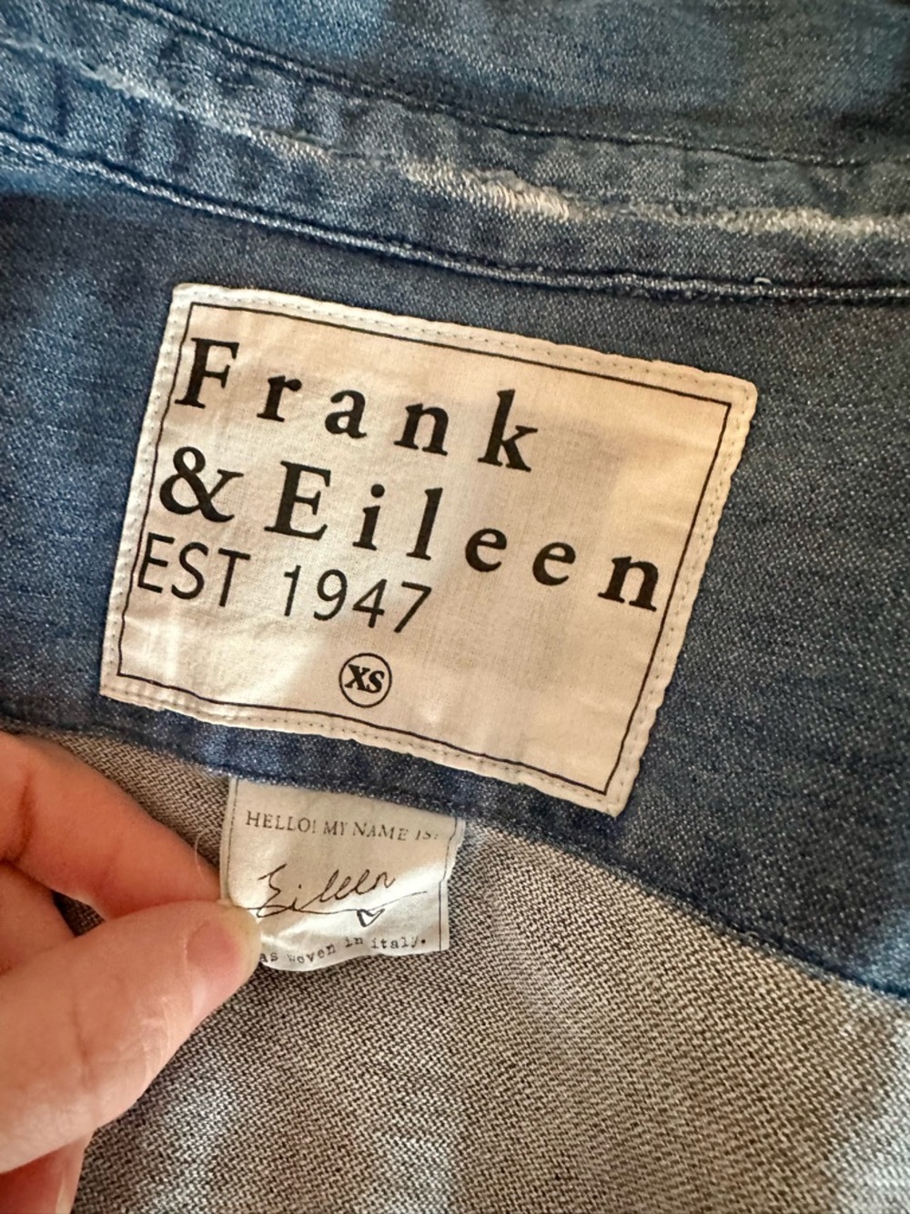 Frank & Eileen Denim Button-Up Collared Long Sleeve Blue Women's, Size XS - Picture 9 of 10